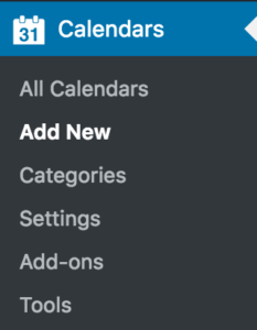 Calendars > Add New