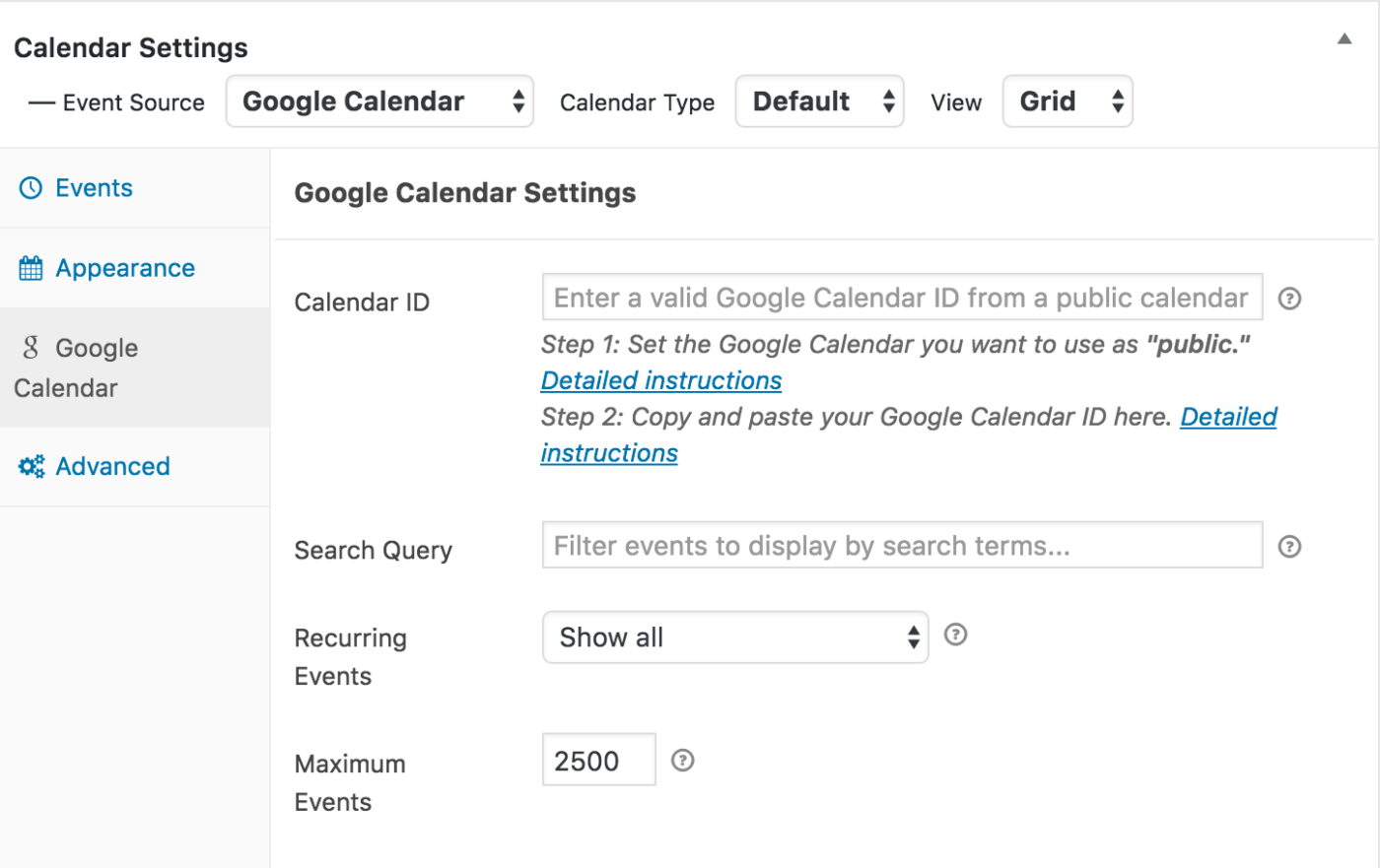 google-calendar-settings-wordpress