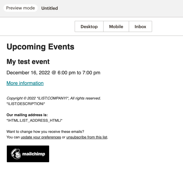 How to add your Google Calendar events in a Mailchimp campaign