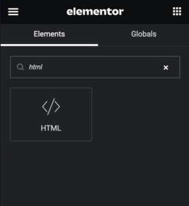 Using the HTML widget in Elementor for a shortcode